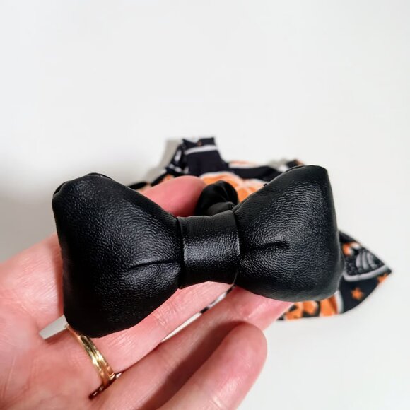 Halloween Pumpkin Jack O Lantern Dress with Faux Leather Bow Labubu Outfit - Picture 5 of 5